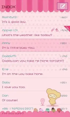 GO SMS Pro Pink Sweet theme android App screenshot 0